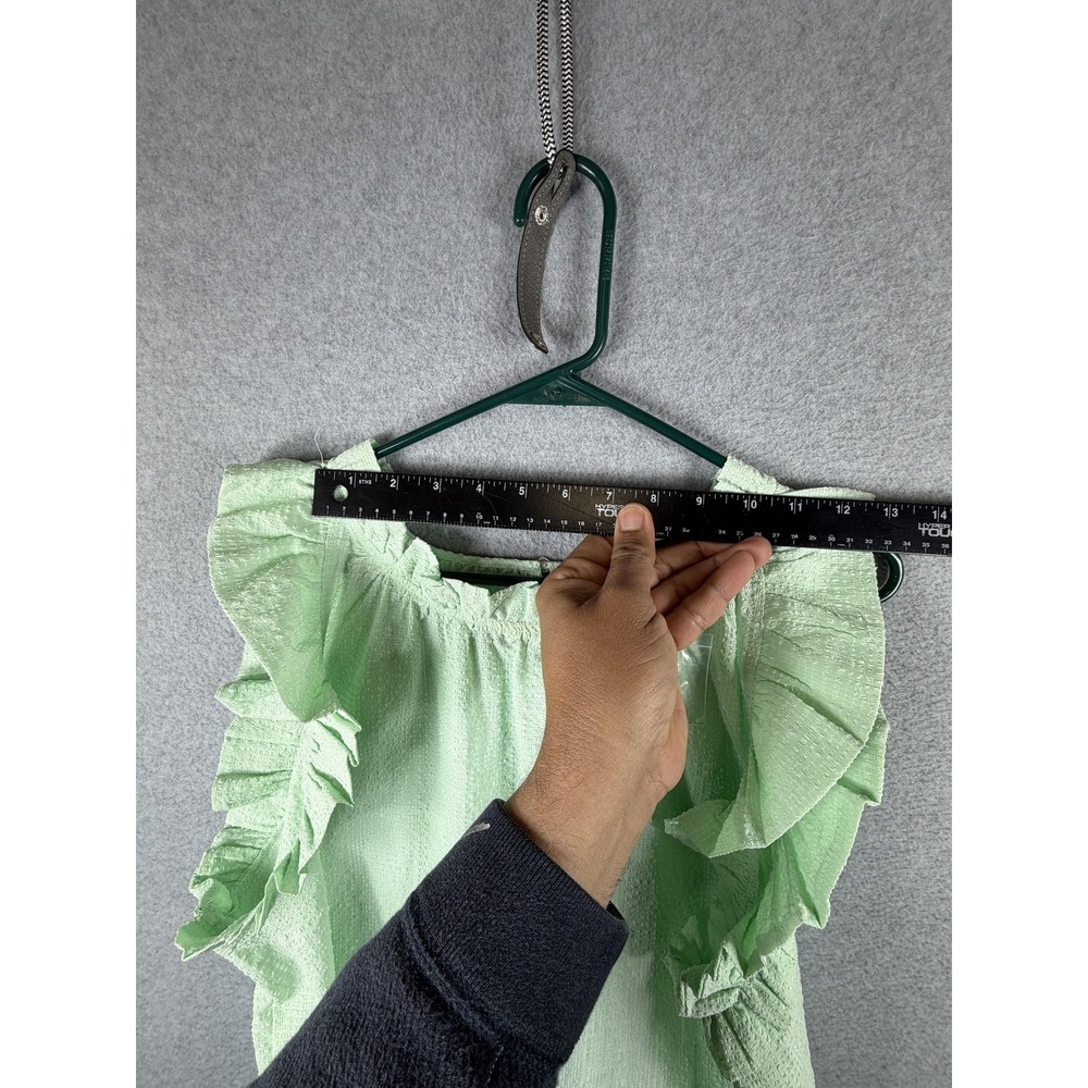 Perch By Blu Pepper Blouse Womens 2XL Mint Green Ruffle Sleeveless Textured Top - Picture 6 of 9